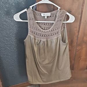Cato Olive and Brown Crochet Tank Top